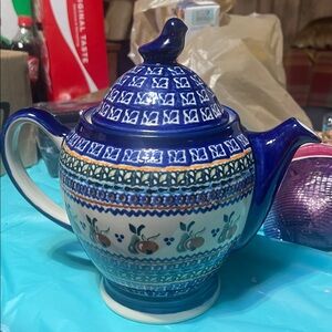 Boleslawiec Polish Pottery Tea Pot Hand Made In Poland